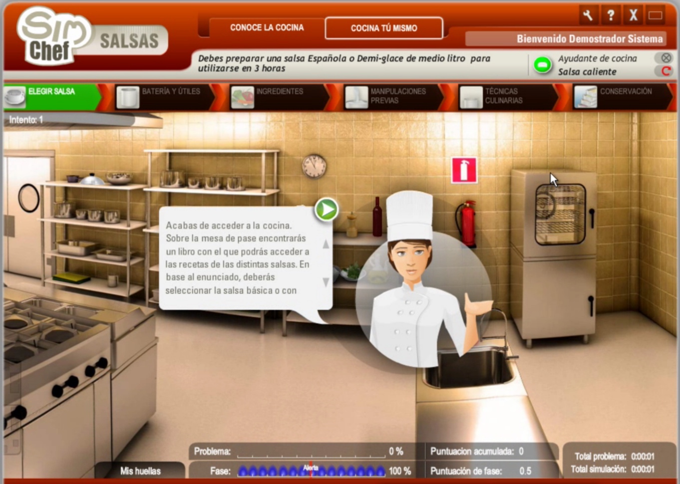 Simulador SIM CHEF, Salsas en Cocina de INFINITY LEARNING