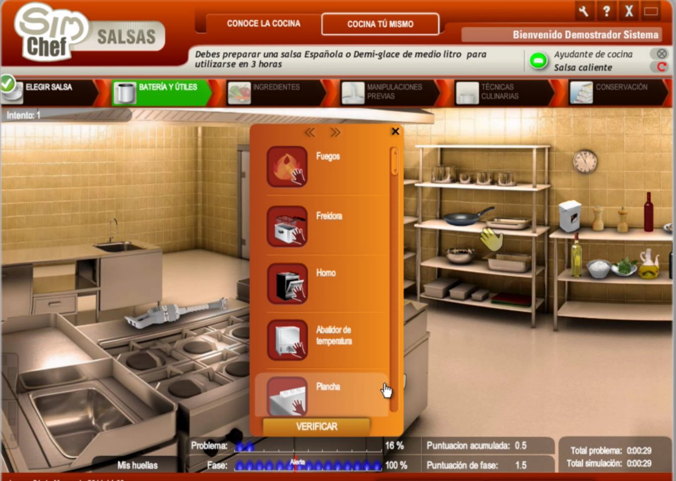 Simulador SIM CHEF, Salsas en Cocina de INFINITY LEARNING